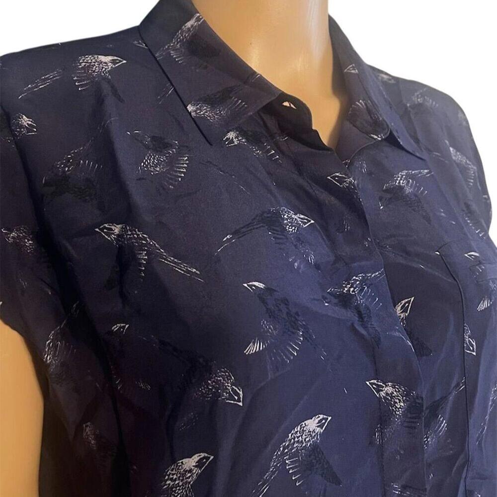 Rebecca Taylor Women's Blue Animal Print Blouse 4 - p2p 21 - Picture 3 of 8